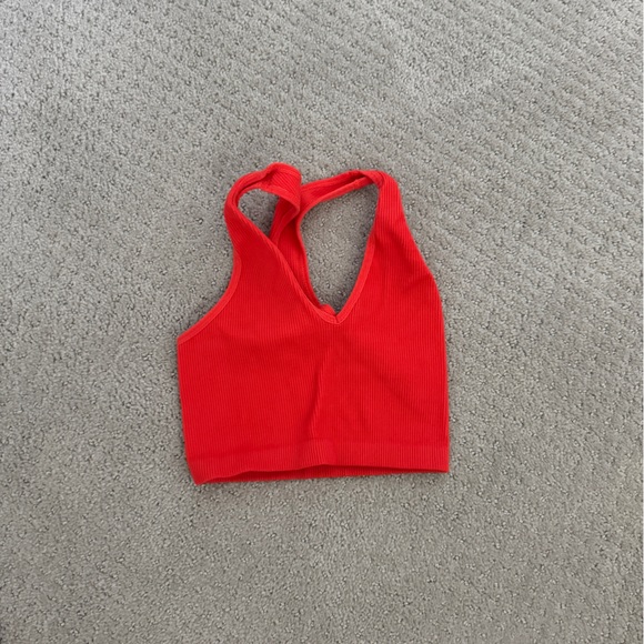 Red Ribbed Crop Top - Picture 1 of 2